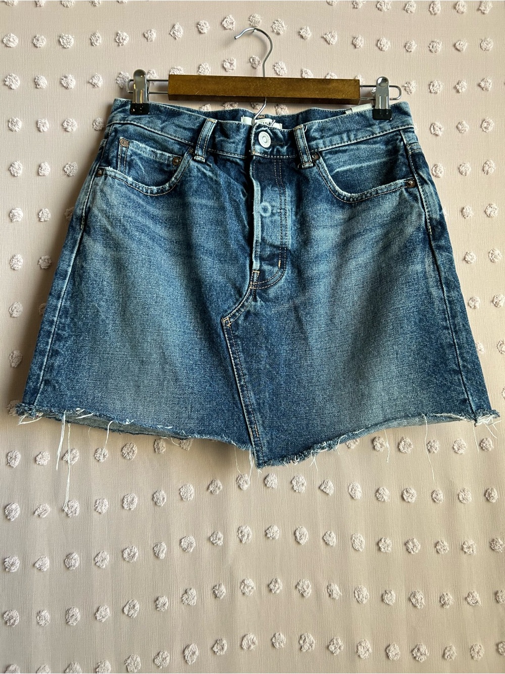 Moussy Vintage Mini High Waisted Button Fly Denim Skirt Cotton Sz 27